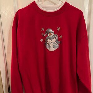 Decorated Originals Snowman Holiday Pullover Mock Neck Sweatshirt Size Large